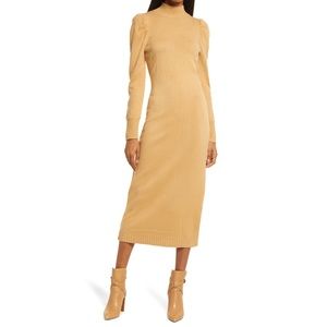 NWT Charles Henry Puff Long Sleeve Midi Sweater Dress